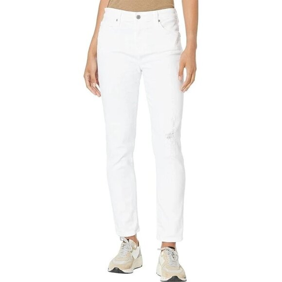 AG ADRIANO GOLDSCHMIED Size 26 White Ex Boyfriend Jeans Slouchy Slim 1 YEAR NEW - Picture 1 of 3